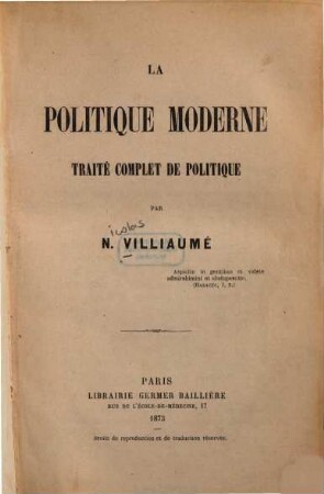 La politique moderne : traité complet de politique