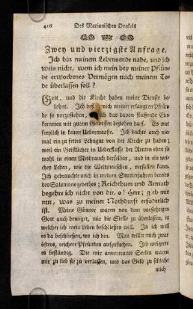 416-430, Zwey und vierzigste Anfrage