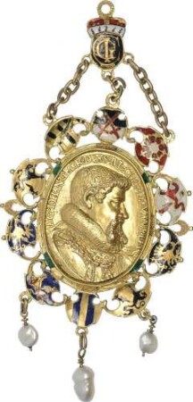Kurfürst Johann Georg I. und Kurfürstin Magdalena Sybille - Regierungsantritt (Gnadenpfennig, Medaillenkleinod)