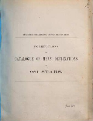 Corrections for Catalogue of mean declinations of 981 Hass : Engineer Department, U. S. Army