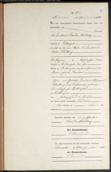 Sterberegister Standesamt Bremen