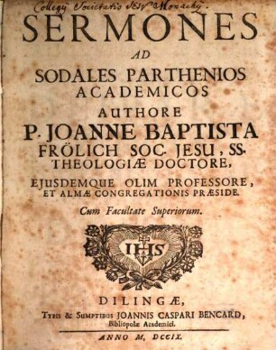 Sermones Ad Sodales Parthenios Academicos