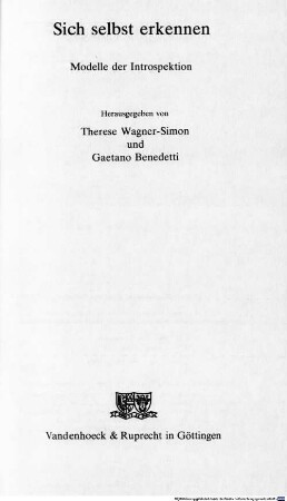 Sich selbst erkennen : Modelle der Introspektion
