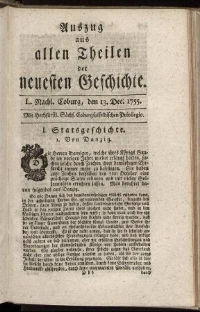 L. Nachl. Coburg, den 13. Dec. 1755.