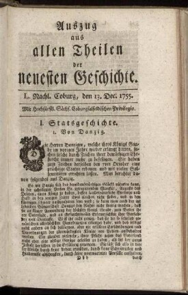 L. Nachl. Coburg, den 13. Dec. 1755.