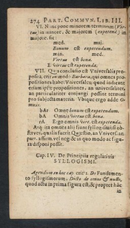 Cap. IV. De Principiis regulativis Syllogismi.