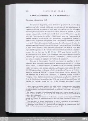 I. Fonctionnement Et Vie Economique
