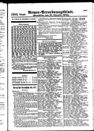 1285. Ausgabe. Mittwoch, 29. November 1916
