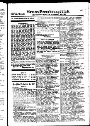 1285. Ausgabe. Mittwoch, 29. November 1916