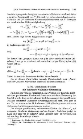 § 101. Geschlossene Flächen mit konstanter Gaußscher Krümmung