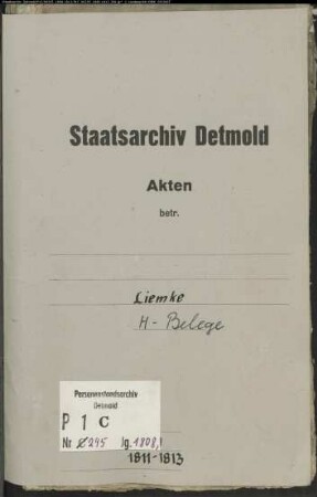 Belegakten zum Heiratsregister der katholischen Gemeinde Liemke, Kreis Wiedenbrück (1808-1813)