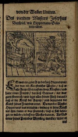 Des vierdten Meisters Josephus Beyspiel, wie Hippocrates Galenum tödtet