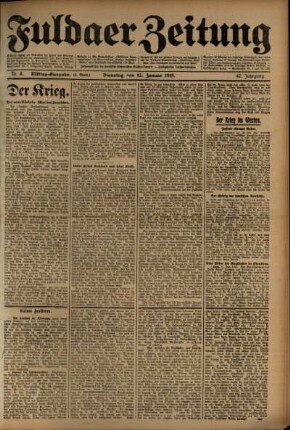 Zweite Ausgabe vom Dienstag, den 12. Januar 1915.