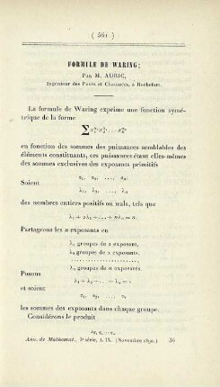 Formule de Waring.