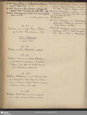 III.Hb. Kataloge hinzugekommener Bibliotheken (Vol.755-787)