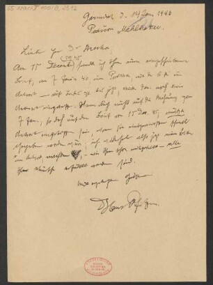 Brief an Ludwig Strecker (senior) an B. Schott's Söhne : 14.01.1946
