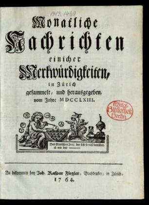 1763: Monatliche Nachrichten einicher Merkwürdigkeiten