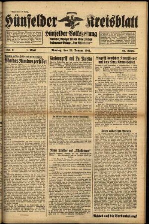 Erste Ausgabe vom Montag, den 20. Januar 1941.