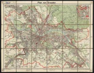 Stadtplan von Dresden, 1:30 000, Lithographie, 1926