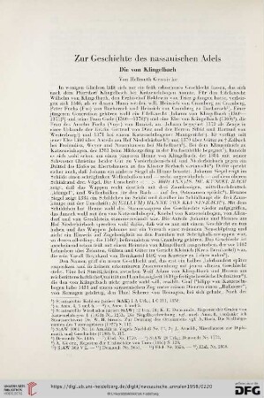 69: Zur Geschichte des nassauischen Adels, [3], Die von Klingelbach