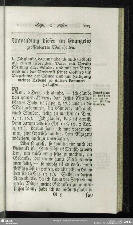 Anwendung dieser im Evangelio geoffenbarten Wahrheiten