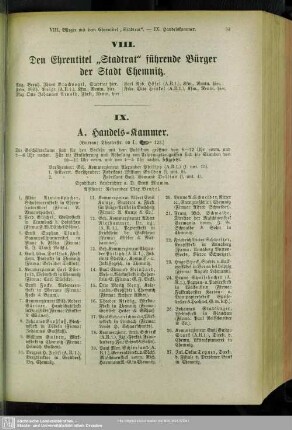 IX. Handels-Kammer und Gewerbe-Kammer