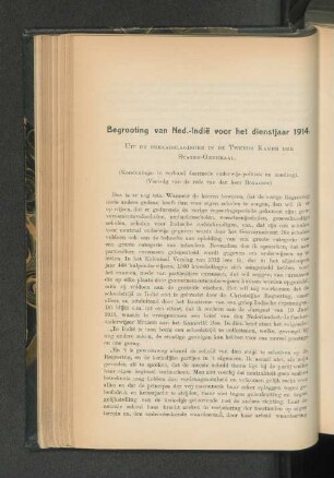 Aanteekeningen betreffende de begrooting van Nederlandsch-Indië voor het dienstjaar 1914.