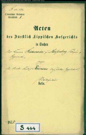 Siekmeier, Karoline Nr. 10 in Mossenberg gegen Friedrich Reineke Nr. 11 zu Mossenberg