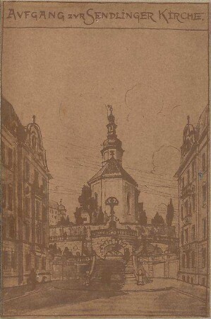 Fischer, Theodor; München; Treppenanlage zur Alten Sendlinger Kirche - Perspektive