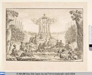 Rundtempel in einer Landschaft, Bühnenbild zu 'Camillo Generoso'