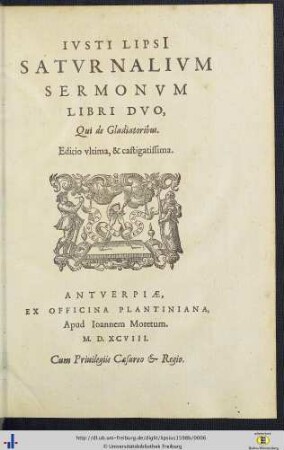 Ivsti Lipsi Satvrnalivm Sermonvm Libri Dvo : Qui de Gladiatoribus
