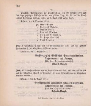Nr. 86: Ministerialbekanntmachung, betreffend Einziehung von Diphtherie-Serum