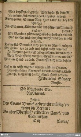 Die Achzehende Ode. An Varus