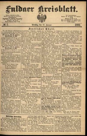 Ausgabe vom Dienstag, den 12. Januar 1892.