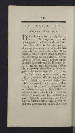 La Femme de Bath. Conte Anglois.