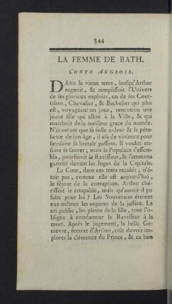 La Femme de Bath. Conte Anglois.