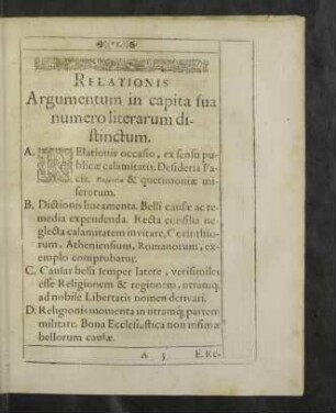 Relationis Argumentum