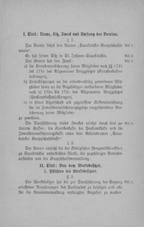I. Titel: Name, Sitz, Zweck und Umfang des Vereins.