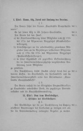 I. Titel: Name, Sitz, Zweck und Umfang des Vereins.