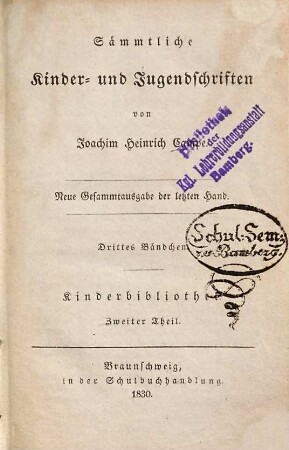 Sämmtliche Kinder- und Jugendschriften, 3. Kinderbibliothek ; 2