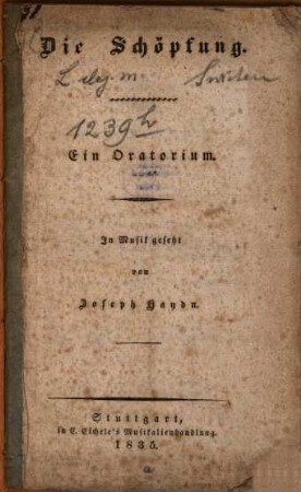 Die Schöpfung : Ein Oratorium