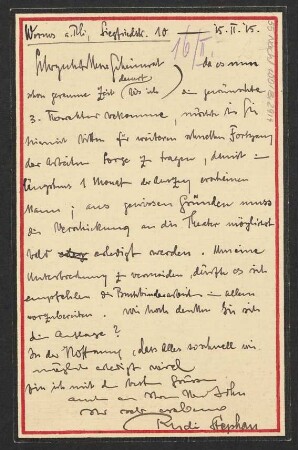 Brief an B. Schott's Söhne : 25.02.1915