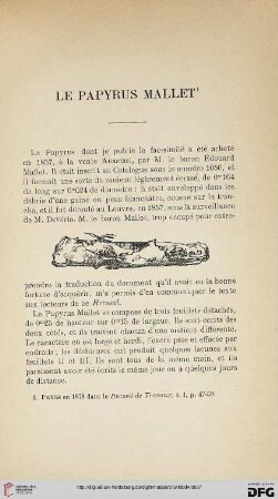 Le Papyrus Mallet