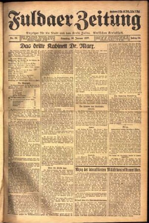 Erste Ausgabe vom Sonntag, den 30. Januar 1927.