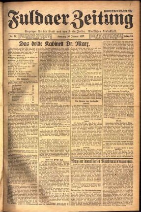 Erste Ausgabe vom Sonntag, den 30. Januar 1927.
