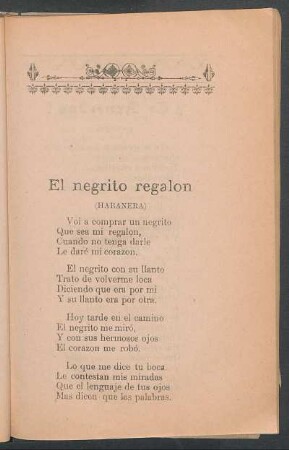 El negrito regalón : (Habanera)