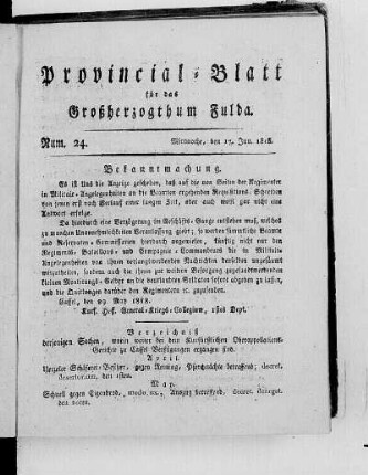 Num. 24, Ausgabe vom 17. Juni 1818
