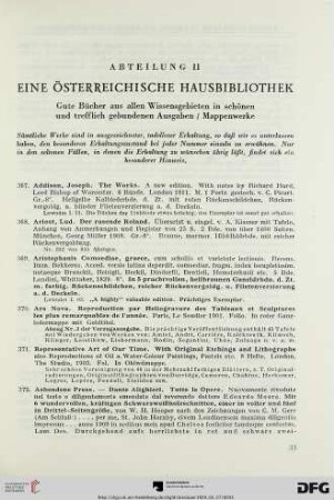 Abteilung II Eine österreichische Hausbibliothek (Nr. 367-610)