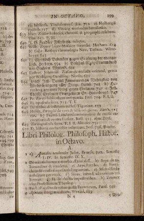 Libri Philolog. Philosoph. Histor. in Octavo.