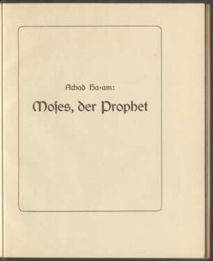 Moses, der Prophet
